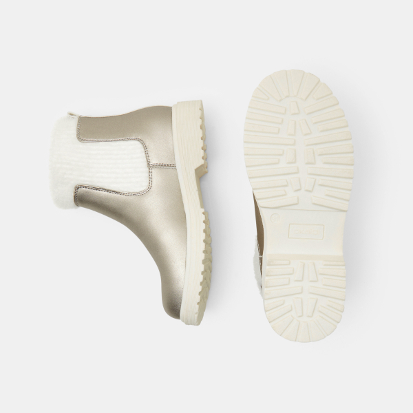 حذاء بوت مطاطي باللون الرمادي اللامع للفتيات